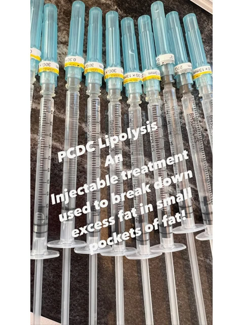 Multiple syringes filled for PCDC Lipolysis fat reduction treatment | United Medical And Aesthetics